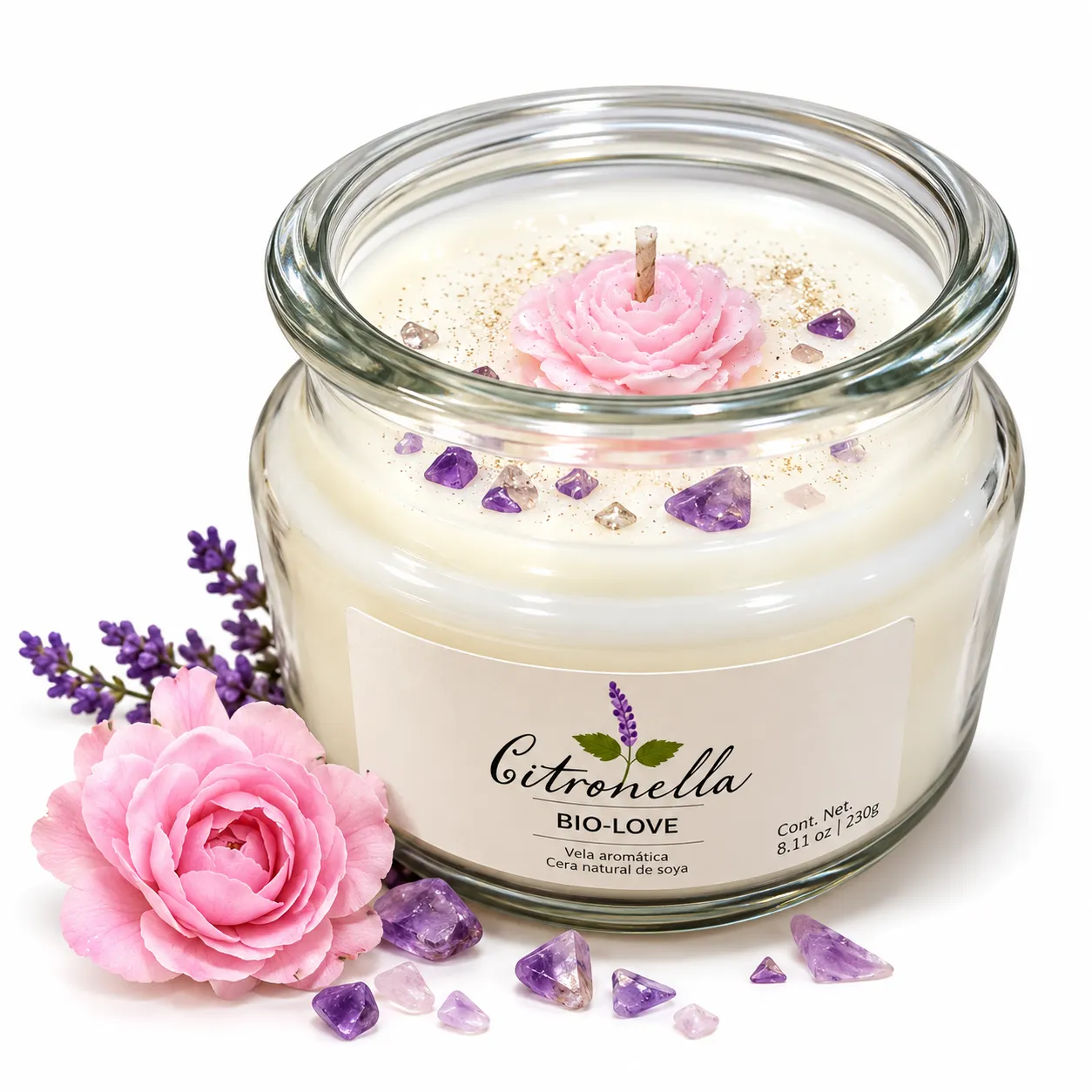 Vela Artesanal Aromática Citronella de Soya 230g